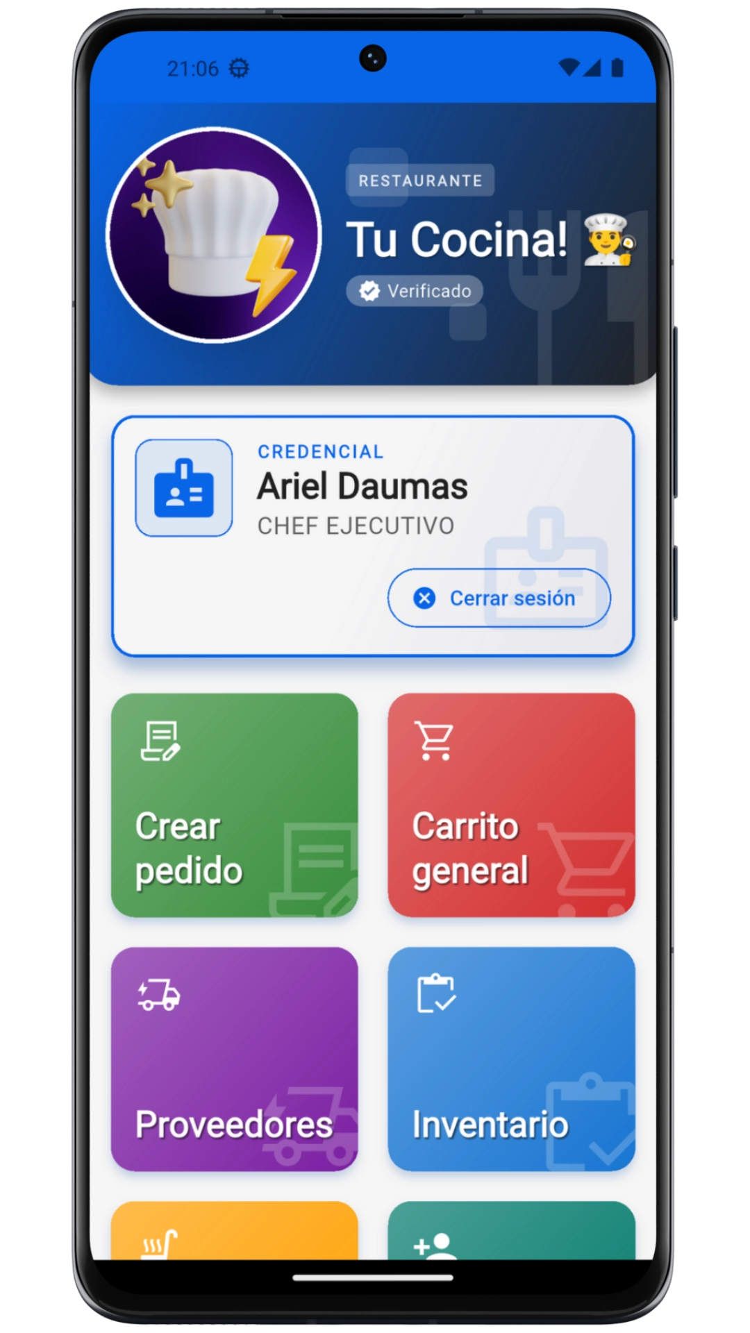 Mockup Control de Cocina