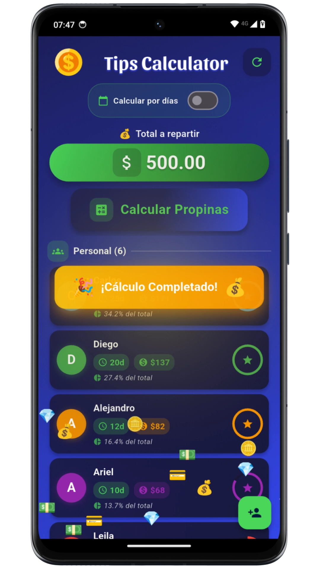Mockup Distribución de Propinas
